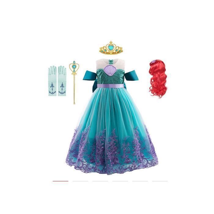 Fille Princesse Robe Petite Sirène Costume Bébé Fille Ariel Robe Été  Enfants Halloween Fête Vêtements 3-10 Ans