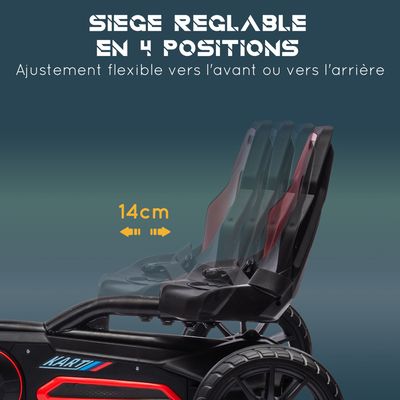 HOMCOM Kart à pédales pour enfants, go-kart pour enfant, avec siège ajustable 4 positions, roues en EVA silencieux, 100 x 58 x 58,5 cm, vélo et véhicule pour enfants, noir
