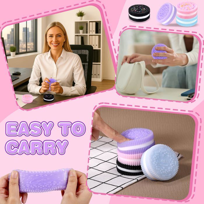 Taba Squishy Lot De 4 Squishies Anti-stress En Forme D'Oreo - Jouet