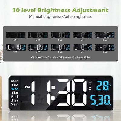 Grande horloge murale numérique murale avec télécommande, température, Date, mise hors tension, mémoire, horloge de Table, double alarme, horloges numériques LED  15