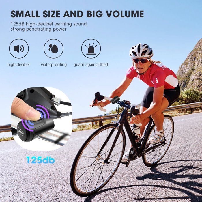 Toptrek Sonnette Vélo électrique – Alarme Antivol – 120 DB – IPX4 – Rechargeable USB – Noir – Compatible 22,2-31,8 Mm