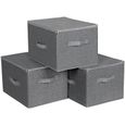 SONGMICS Sac de Rangement, Lot de 6, avec Couvercle, Boîte de Rangement, Pliable, avec Poignées, pour Jouets, Vêtements, Gris Tourterelle RZB003W02