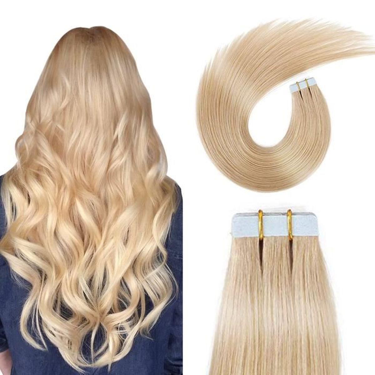 Extension cheveux bande adhesive blond - Cdiscount