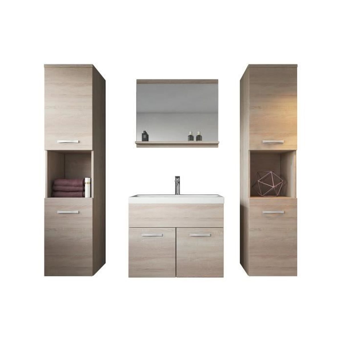 Meuble Salle De Bain Chene Clair Achat Vente Pas Cher
