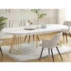 VENTE-UNIQUE Table à manger extensible 2 à 12 personnes en MDF et acier - Effet marbre blanc et doré - FIRELA
