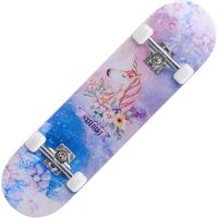 Skateboard pour enfants adultes 31 pouces - Licorne colorée - 4 roues - Usage occasionnel