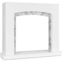 Klarstein Studio Frame II - Cadre décoratif pour cheminée électrique ou bio-éthanol , ornement en marbre  - Blanc