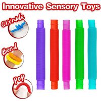 6 Pieces Pop Tube Fidget Toys Anti Stress Tube Jouet Sensoriel Bebe Enfant ou Destressant Adulte Pop Tube Plastic Multicolore