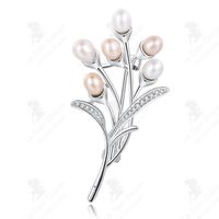 LCC® Bouquet broche bicolore perle d'eau douce broche s925 argent sterling haut de gamme sens Sen design sens niche corsage broche