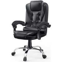 Chaise de bureau ergonomique - Rattantree Fauteuil de bureau - Hauteur réglable - Pivotante Double Rembourrage Epais - Noir
