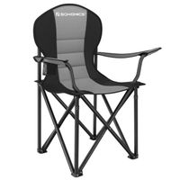 Chaise de Camping, Pliable, avec Assise Confortable en Éponge, Porte-gobelet, Structure Solide, Charge Max. de 250 kg, Gris et Noir