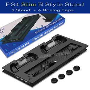 VENTILATEUR CONSOLE PS4 Slim B - Support de ventilateur de refroidissement vertical pour console de jeu, station de charge pour m