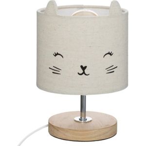 LAMPE A POSER Lampe avec abat jour chat - Gris - 15 x 13,1 cm