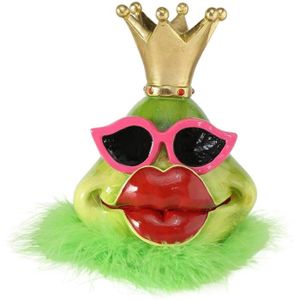 CasaJame Tirelire Grenouille en c/éramique avec Couronne dor/ée Vert Clair 13 x 11 x 13 cm