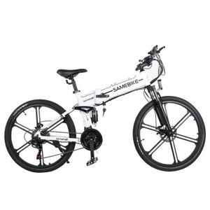 VÉLO ASSISTANCE ÉLEC Samebike LO26-II Cyclomoteur électrique intelligent pliable et portable 500W Moteur Pneu 26 pouces - Blanc