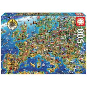 PUZZLE Puzzle - La Folle Carte d'Europe - 500 pièces - Th
