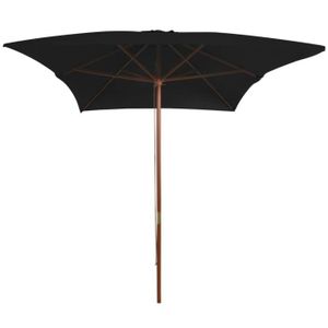 PARASOL Parasol d'extérieur avec mât en bois Noir 200x300 cm-DIO7037029353094