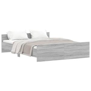 STRUCTURE DE LIT Cadre de lit tête de lit et pied de lit gris sonom