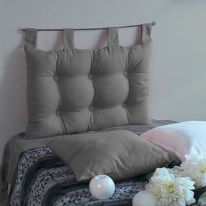 Coussin Duo tête de lit coton, gris & perle l.45 x H.45 cm