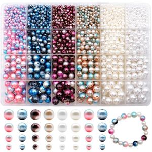 Perles 1890 Pcs Perles Rondes de Verre, 4mm 6mm 8mm 10mm Couleurs dégradées Kit de Perles de verre, (Couleurs sombres)