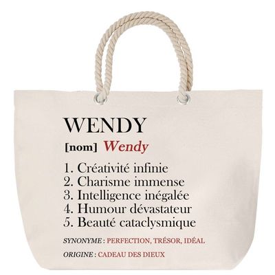 Sac de plage - PLANETEE - Wendy - Anse corde - Grand format - Personnalisé ( prénom) Multicolore - Bagagerie - Maroquinerie