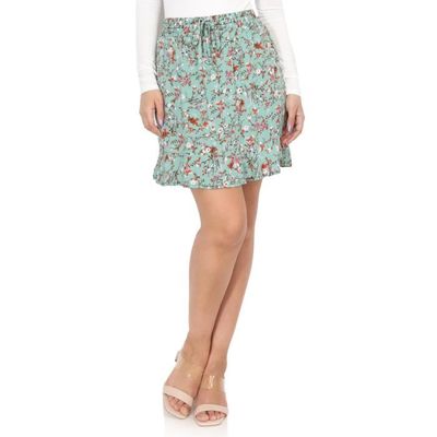 Jupe à fleurs LA MODEUSE Évasée Vert clair 100% Coton