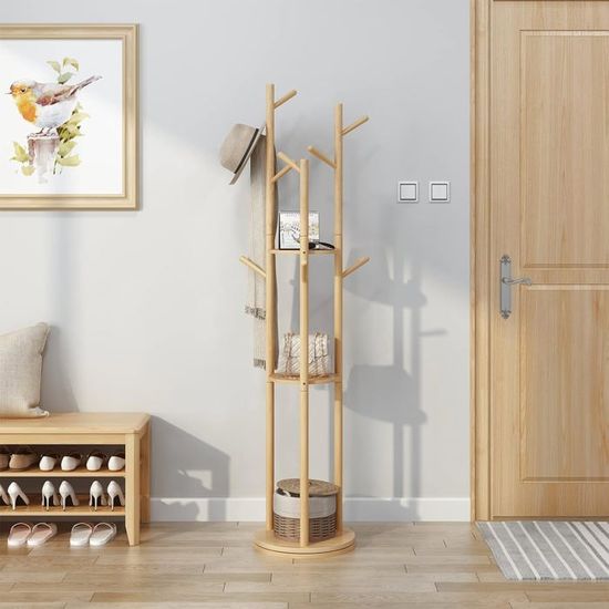 Porte Manteau Sur Pieds, En Bois, Pour Vêtements, 8