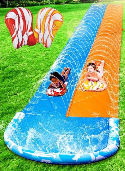 Sloosh Toboggan Aquatique Géant 914 X 183 Cm – Arroseur Intégré + 2 Planches Gonflables – Fun & Rafraîchissant Pour Jardin & Été