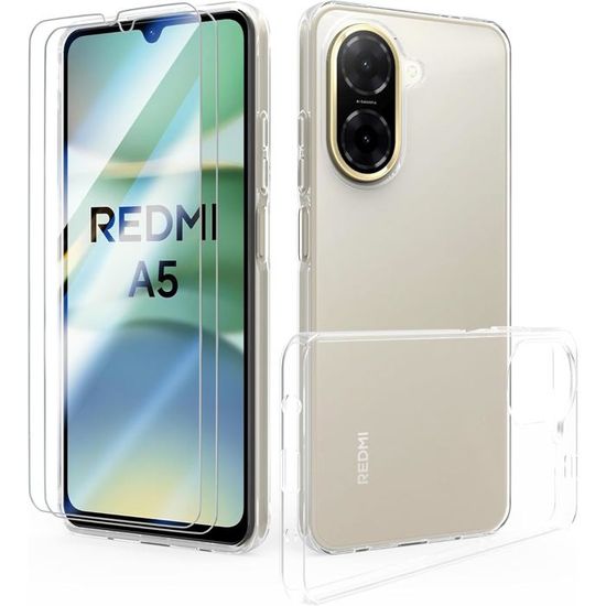 New&Teck Coque Pour Xiaomi Redmi 12C 2 Verre Trempé Protection écran