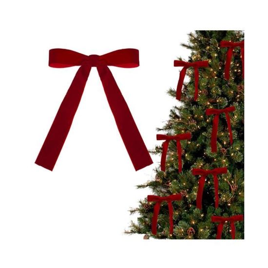 Shining She 30 Nœuds De Noël En Velours Rouge Vin - Largeur 2,5cm Pour Sapin, Cadeaux Et Décoration