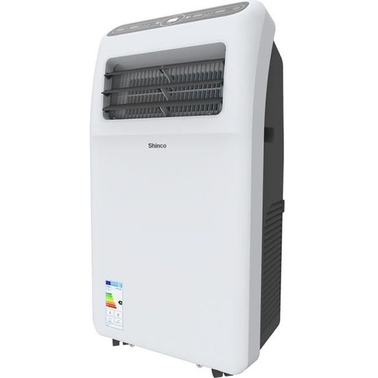 SHINCO 3 en 1 9000 BTU Climatiseur Mobile, Ventilateur, Déshumidificateur, Télécommande, Eco R290, Classe énergétique A