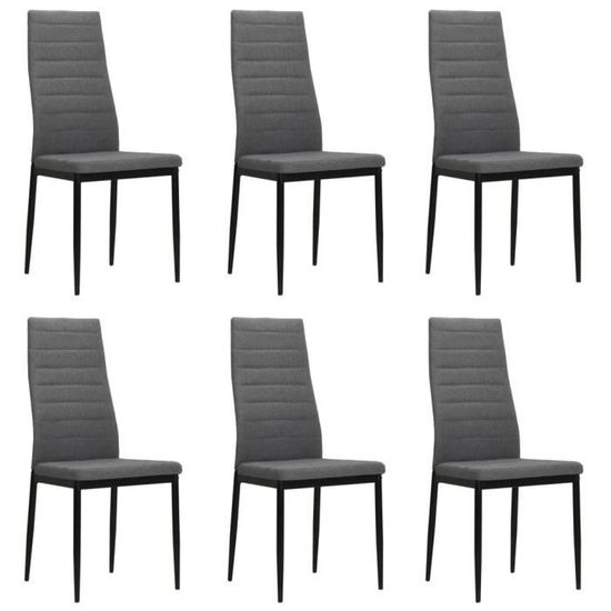 Style Industriel Loft - Chaises de salle à manger 6 pcs Gris clair Tissu Chaise à dîner Chaise de cuisine Contemporain 80920