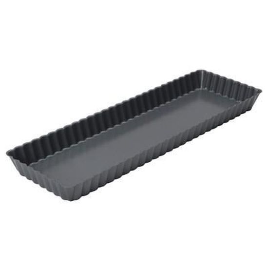 Moule à Tarte Rectangulaire Amovible 36.5x14.5cm - Acier Au Carbone Antiadhésif Pour Quiche, Cake, Pizza