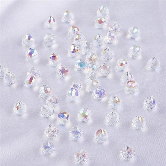 Perles En Verre, 5 Pépites 9 Mm. Transparent AB