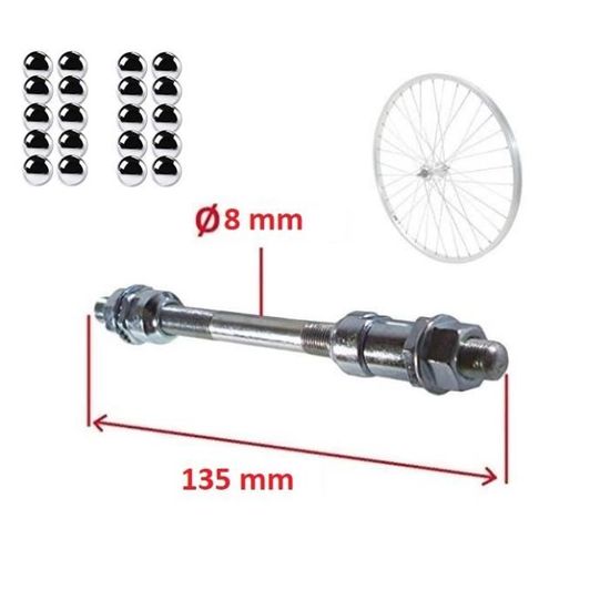 Axe Avant Vélo Acier Noir – 8mm X 140mm – 26tpi – Pour Vélo Route Touring