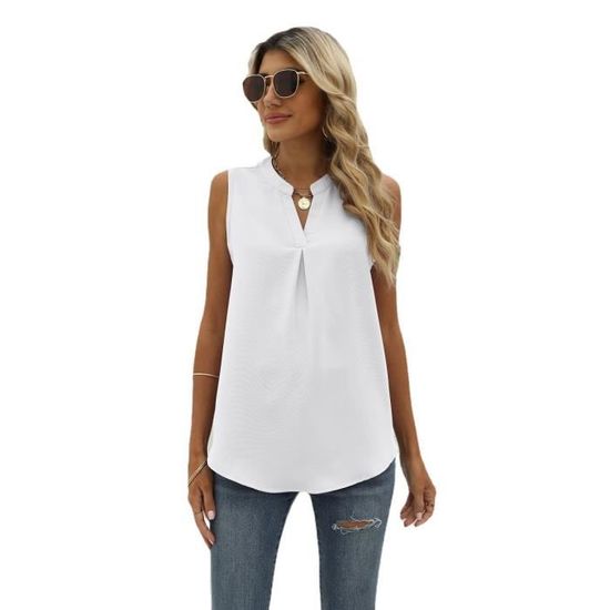 T-shirts Rayés Débardeur Femmes HUIFUAO - Hauts Sans Manches Col Rond Été Élégants