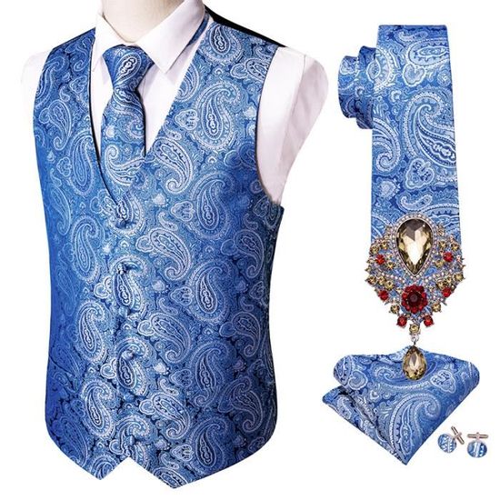 GILET DE MARIAGE HOMME DAMASSE FINES RAYURES TISSE FLORAL XL-T5 NŒUD