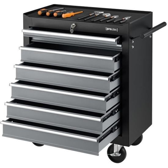 Chariot Porte-Outils 3 Étagères Avec Roues - Garage, Atelier | Capacité 45 Kg, 4 Roues Dont 2 Freins | Dimensions 64x40x102 Cm - 2