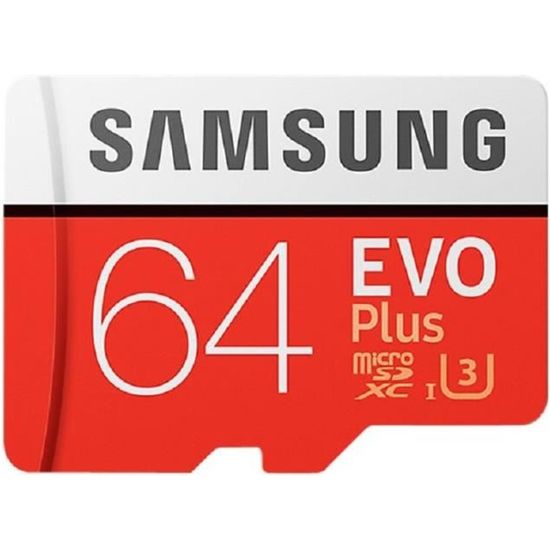 Samsung Carte Micro SD Evo Plus - 64 Go - avec adaptateur SD - Classe 10