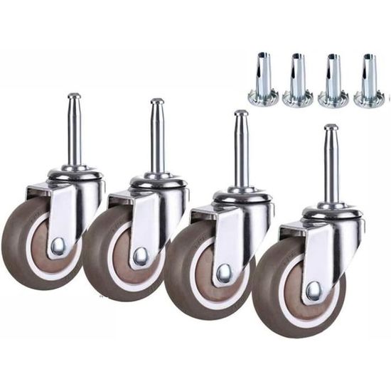 Kit 4 Roulettes Freinées M8 Pour Bureau Assis-debout électrique Leitz Ergo - Installation Facile, Roues Pivotantes 360°, Blanc - 3