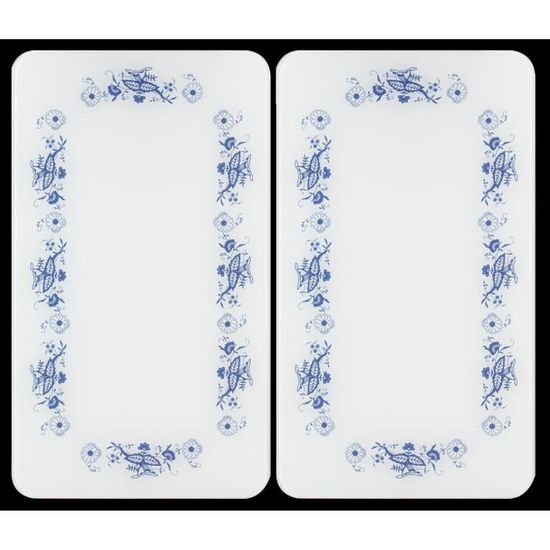Protection plaque de cuisson, couvre plaque de cuisson en verre "Fleurs", Lot de 2, 30 x 52 cm