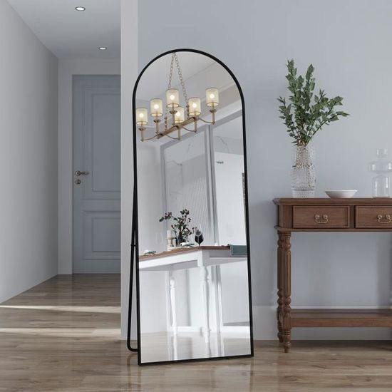 fortuna Lai Miroir sur pied minimaliste avec cadre en alliage d'aluminium - Grand miroir mural arqué pour chambre à coucher, salle de bain ou garde-robe (noir, 180 x 80 cm fortuna Lai Miroir sur pied minimaliste avec cadre en alliage d'aluminium - Grand miroir mural arqué pour chambre à coucher, salle de bain ou garde-robe (noir, 180 x 80 cm