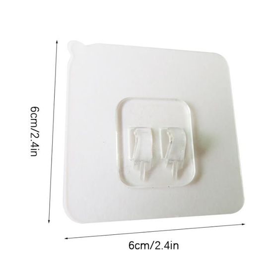 9 Pièces Crochets Autocollants Double Face Transparents - Charge 10kg Sans Percer Pour Cuisine Et Salle De Bain