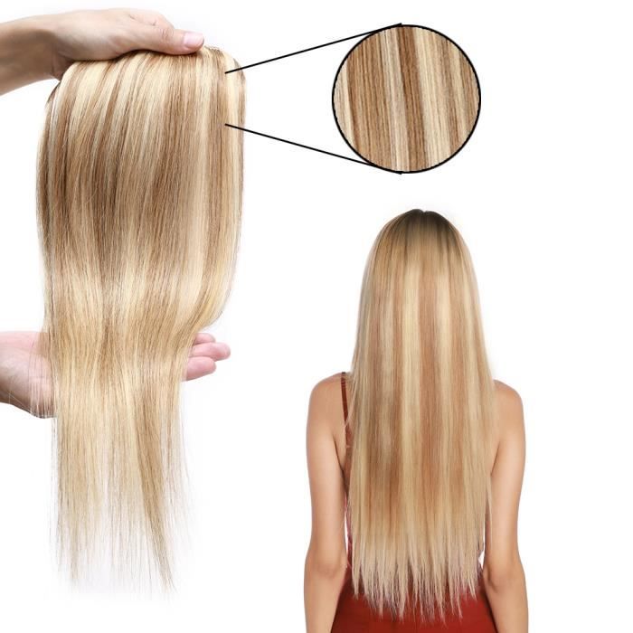 16 Pouce Extension de cheveux naturel à clip pince 8 bandes rajout vrai cheveux humains - 12P613 Brun doré & Blond Blanchi