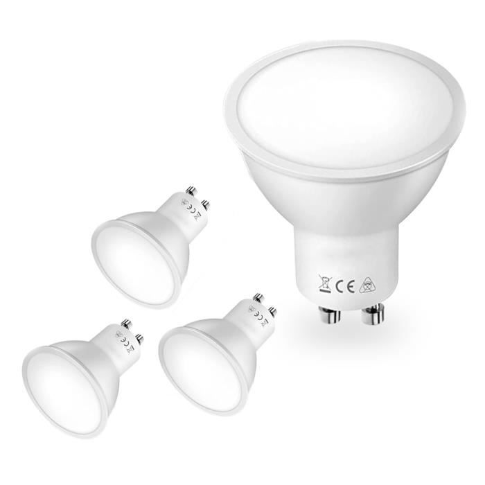 Lot de 4 Ampoules LED GU10 Spot 3W Spotlight Blanc Froid 16led Etanche IP20  120° 50x55mm - Yuan Yuan - Cdiscount Maison