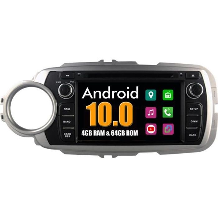 RoverOne Autoradio Bluetooth GPS Navigation pour Toyota Yaris 2012 2013 Android Stéréo DVD MirrorLink WiFi