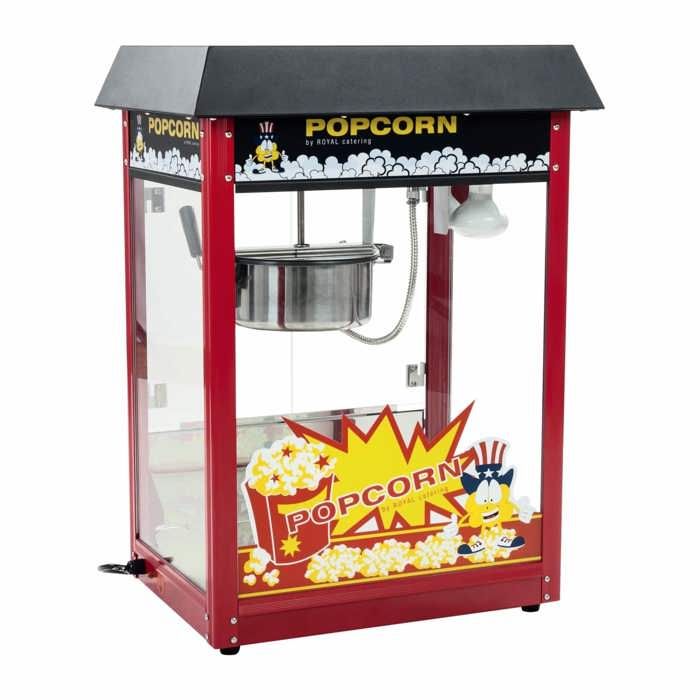 Machine à popcorn noire Royal Catering 1.600W 5 kg/h, 16 L/h Diamètre de la cuve 18,5 cm Téflon Inox RCPS-16E