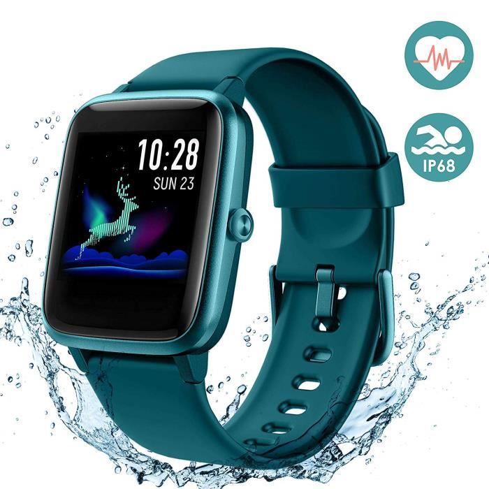 Montre Connectée Smartwatch pour Femmes Hommes Tracker d' Activité Bracelet Connecté IP68 Étanche (Vert)