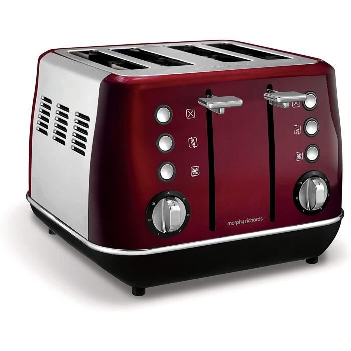 GRILLE-PAIN - TOASTER Morphy Richards Evoke GrillePain 4 Parts Rouge 850 W Evoke Evoke 4 Parts Rouge Boutons Rotatif Chine 850 W184