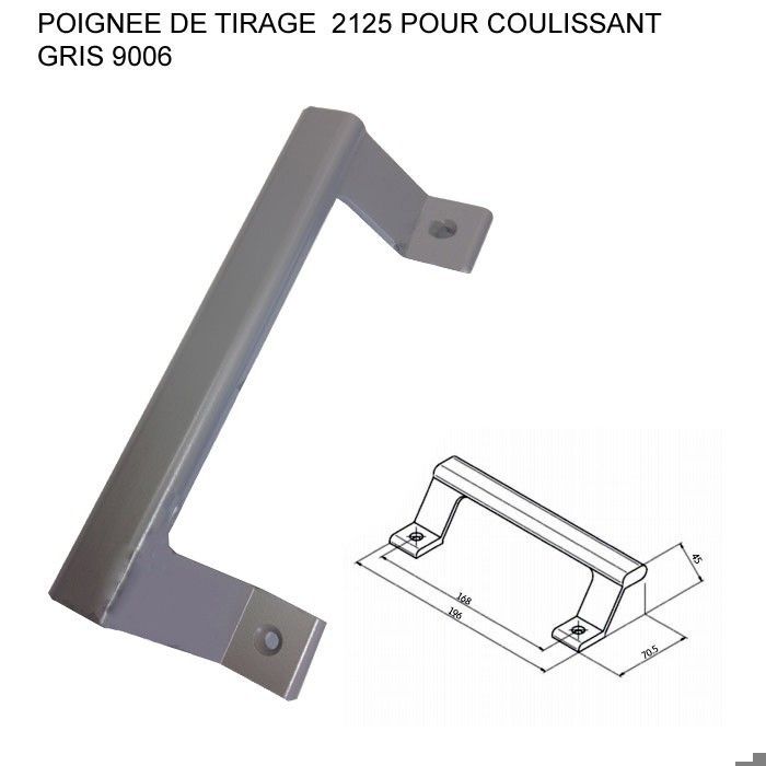 Poignée de tirage ALMA pour coulissant - Ral 9006 Gris - 2125-9006